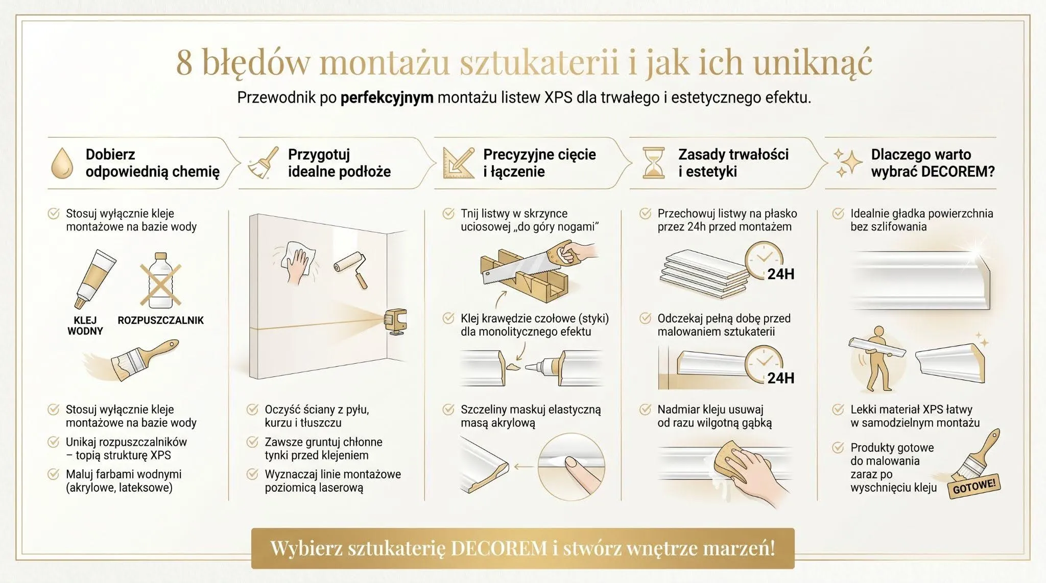 8 błędów montażu sztukaterii i jak ich uniknąć